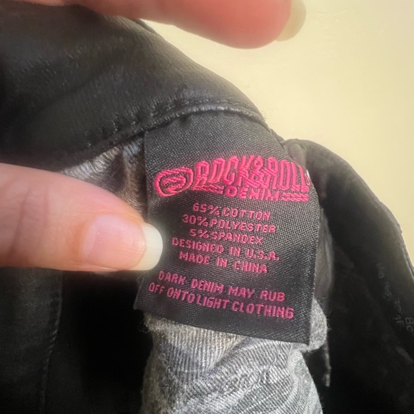 Rock&Roll Denim size 25x36 flare black jeans cowgirl pants - Picture 9 of 10